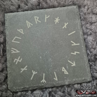 Runes engraved slate stone coaster